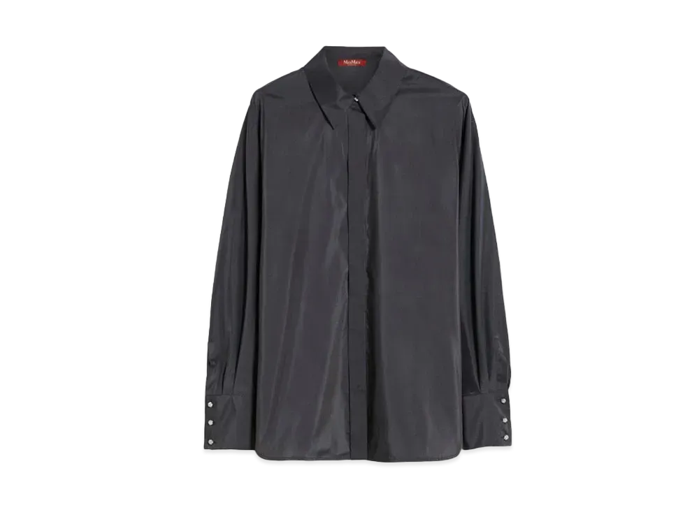 Max Mara Clan Technical Silk Taffeta Blouse "Dark Gray"