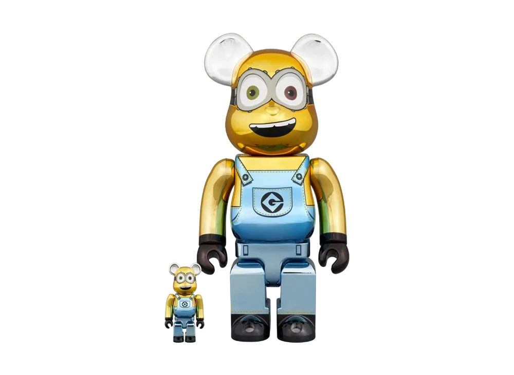 MEDICOM TOY "BEARBRICK" -Minions- BOB Chrome Ver. 100% & 400%