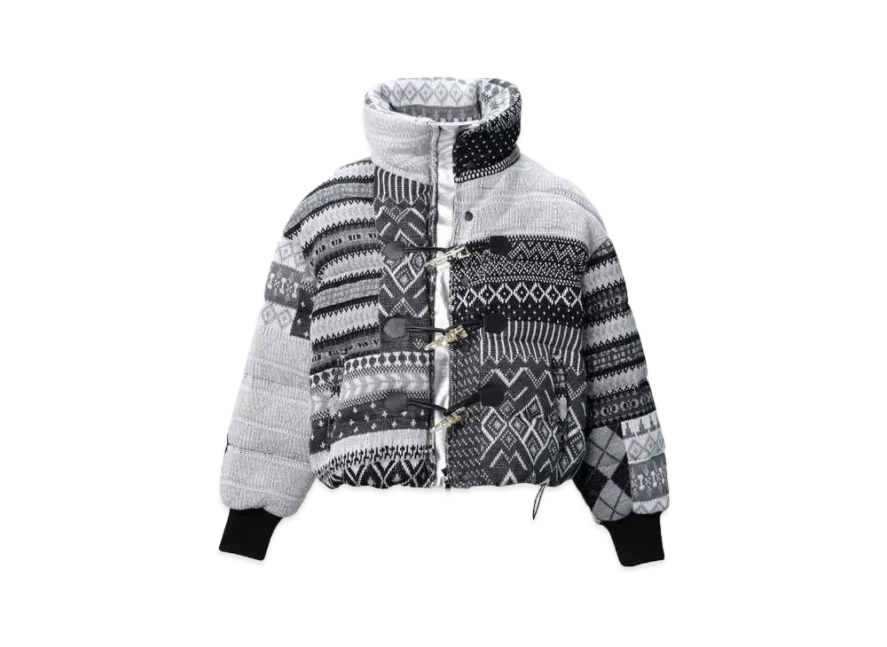 ANREALAGE Knit Patchwork Jacquard Short Down "Monochrome"