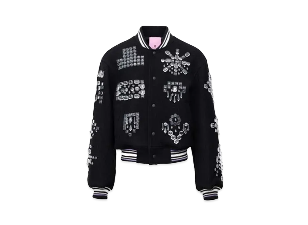 ANREALAGE Bijou Decorative Baseball Jumper "Black"