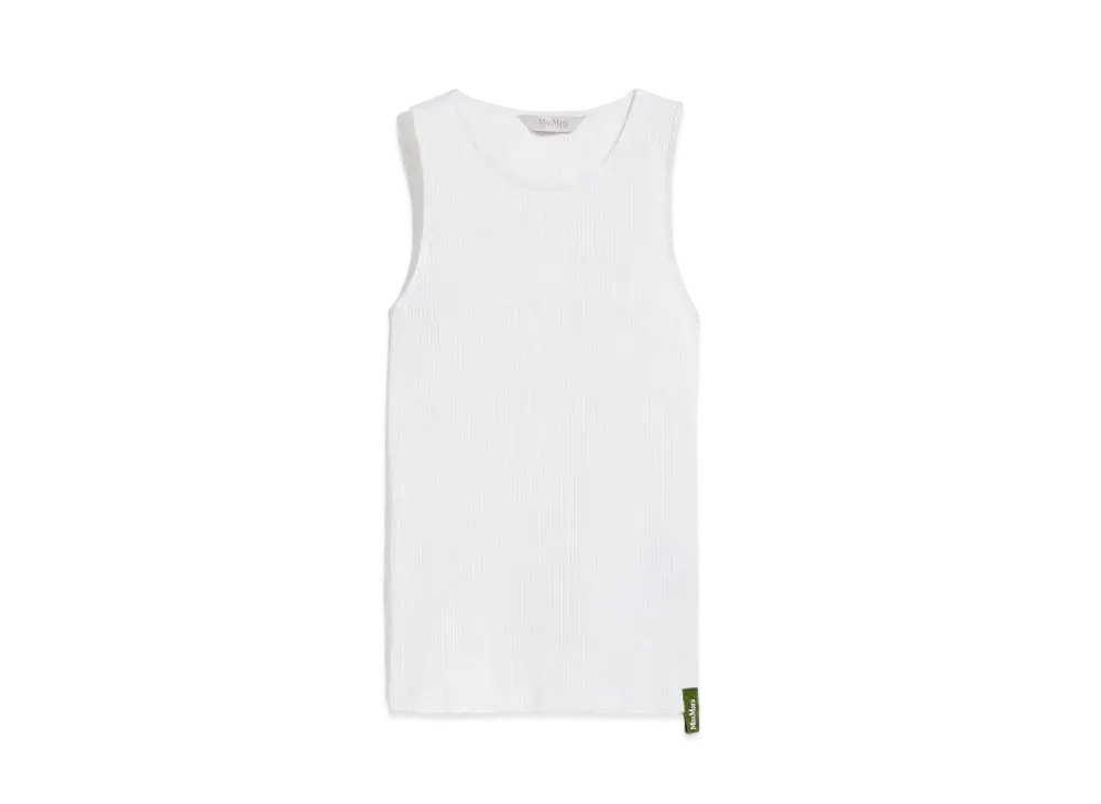 Max Mara Blouson Ribbed Knit Jersey Top "White"