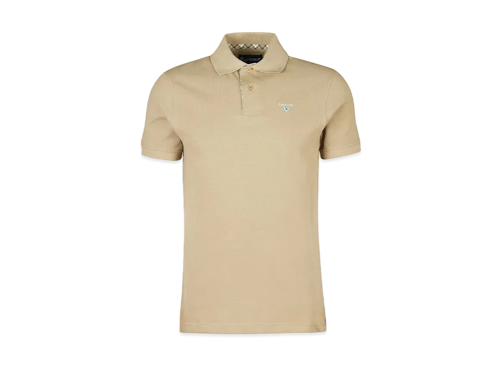 Barbour Tartan Switching Short Sleeve Polo Shirt "L Beige"