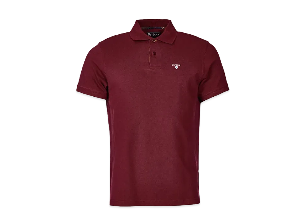 Barbour Tartan Switching Short Sleeve Polo Shirt "Red"
