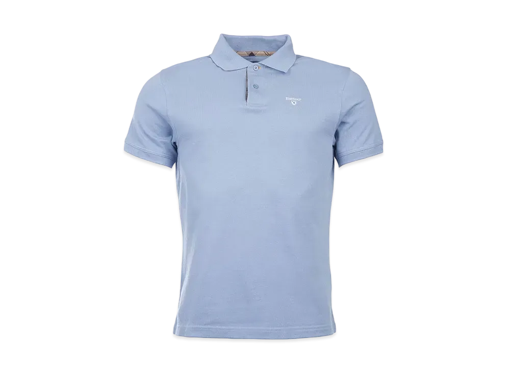 Barbour Tartan Switching Short Sleeve Polo Shirt "Blue"