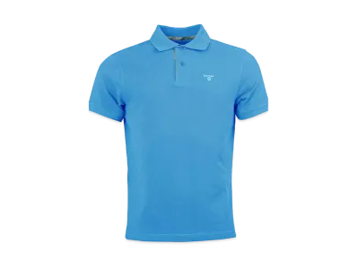 Barbour Tartan Switching Short Sleeve Polo Shirt "Sky"