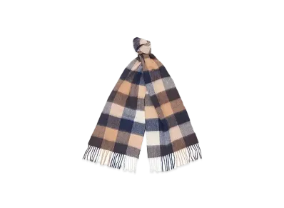 Barbour Lamb Wool Large Tattersall Scarf "Orange"