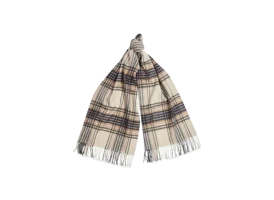 Barbour Lamb Wool Check Scarf "L Beige"