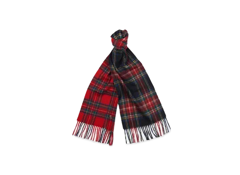 Barbour Wool Tartan Check Combination Scarf "Red"