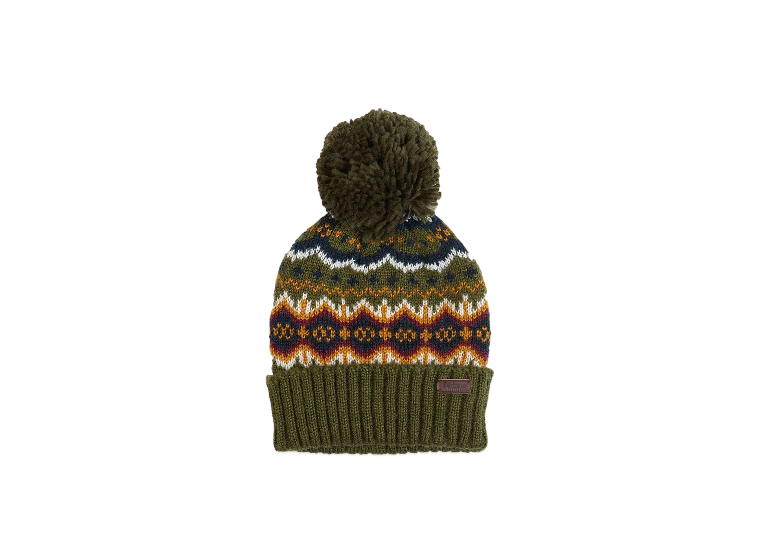 Barbour Fair Isle Pattern Knit Cap "Olive"