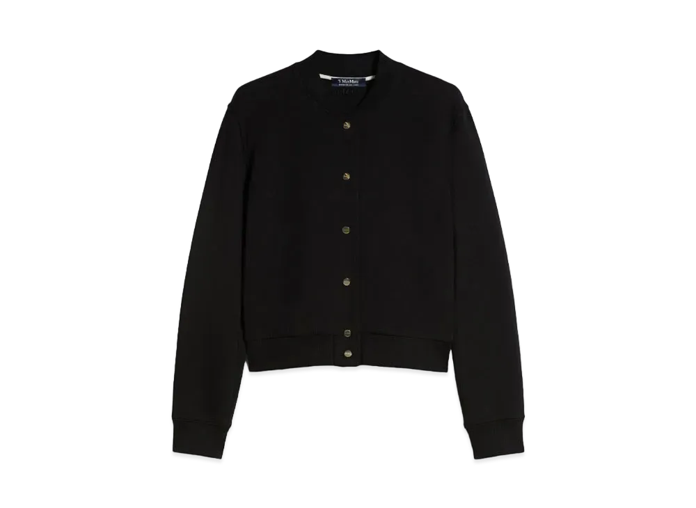 Max Mara Valvano Scuba Jersey Cropped Bomber Jacket "Black"