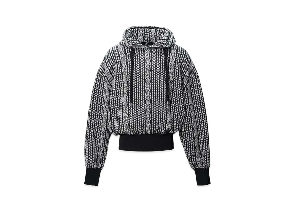 ANREALAGE Rope Knitting Jacquard Sweat Hoodie "Black"