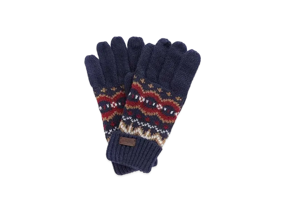 Barbour Fair Isle Knit Gloves "Red"
