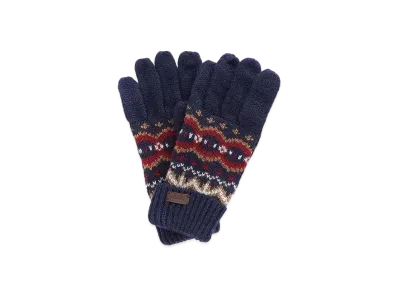 Barbour Fair Isle Knit Gloves "Red"