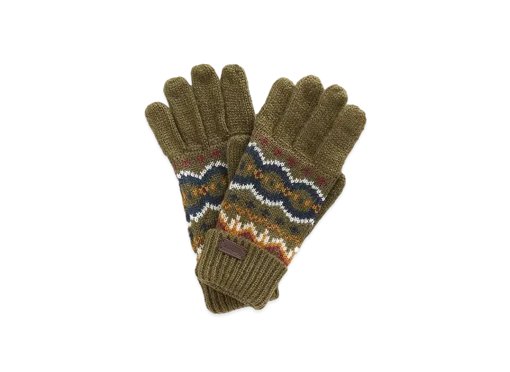 Barbour Fair Isle Knit Gloves "Olive"