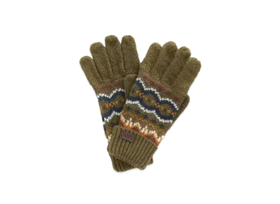 Barbour Fair Isle Knit Gloves "Olive"