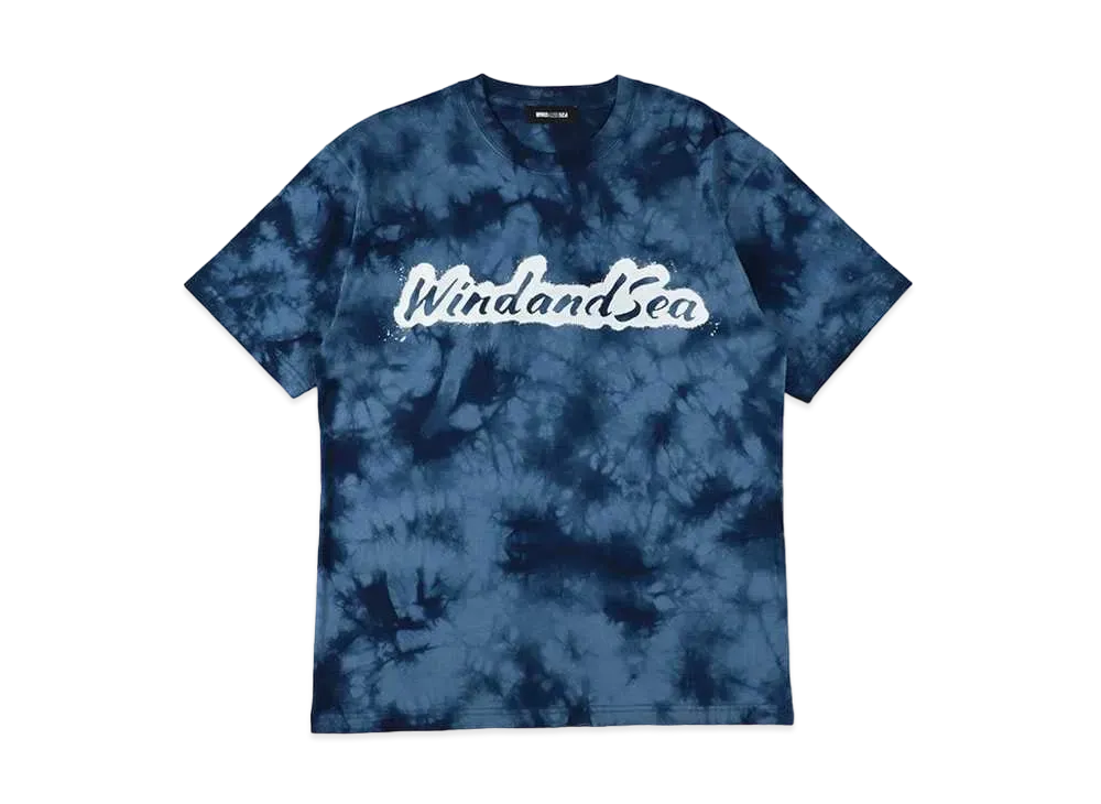 WIND AND SEA Tie-Dye Spray Logo S/S Tee "Navy"