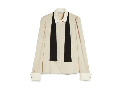 Max Mara Globo Pure Silk Boyfriend Shirt "Sand"