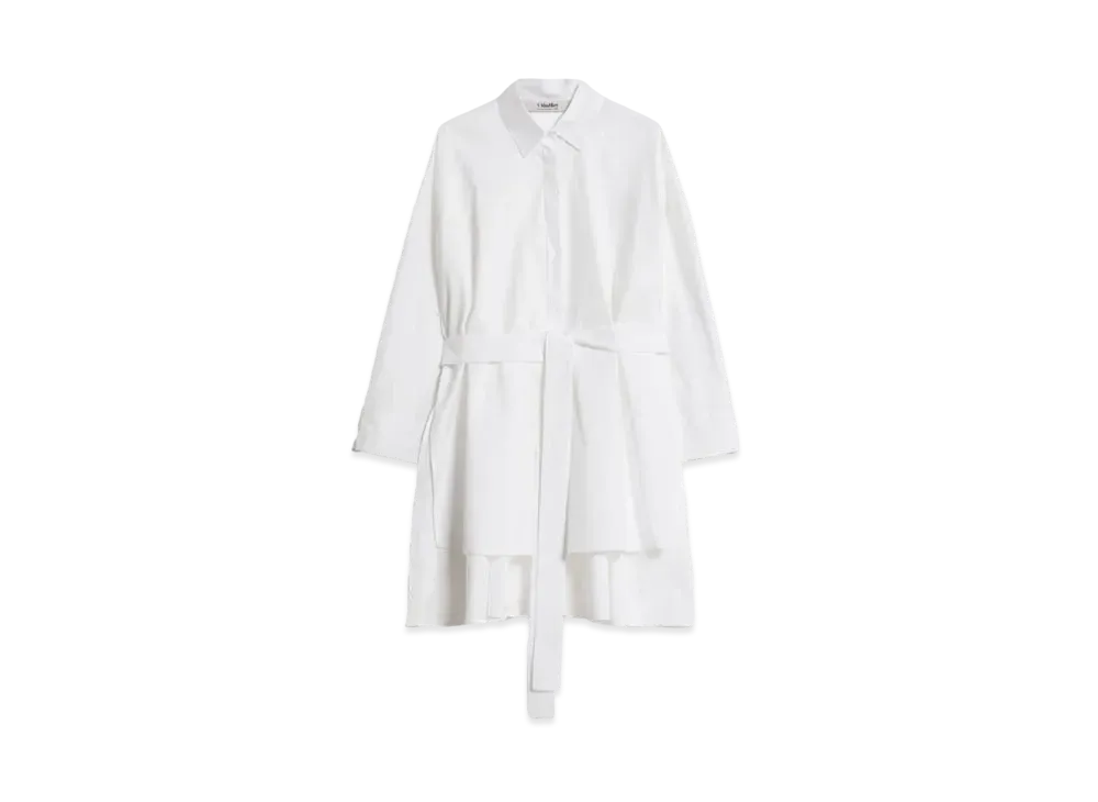 Max Mara Thea Pure Cotton Poplin Belted Shirt "White"
