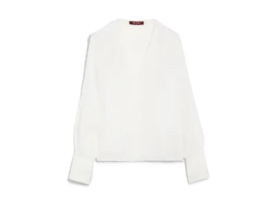 Max Mara Leccio Ramie Gauze Lace Blouse "White"