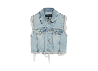 Max Mara Sile Cropped Denim Gilet "Light Blue"