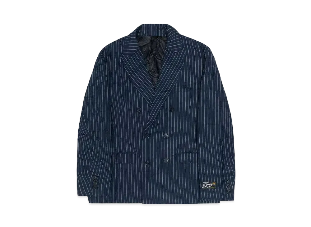 Stussy Double-Breasted Blazer Wrinkled Stripe "Navy"