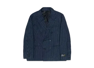 Stussy Double-Breasted Blazer Wrinkled Stripe "Navy"
