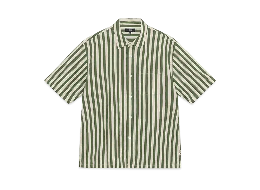 Stussy Boxy Flat Hem Shirt Striped "Green"