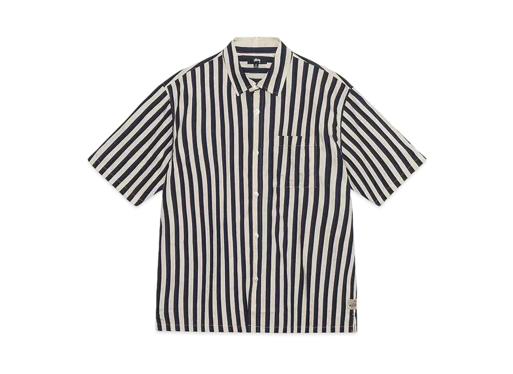 Stussy Boxy Flat Hem Shirt Striped "Navy"