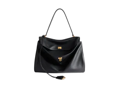 BALENCIAGA Rodeo Large Handbag In Smooth Calfskin Aged-Gold Hardware "Black"