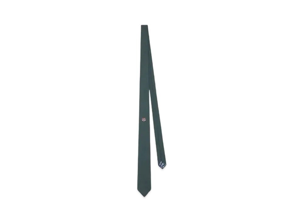 KENZO 'STAMP' Silk Tie "Dark Khaki"