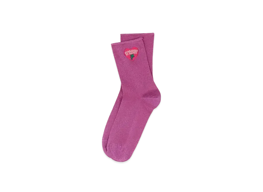 KENZO 'STAMP' Cotton And Metallic Fiber Socks "Faded Pink"