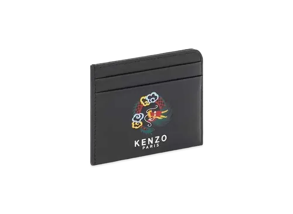 KENZO 'STAMP' Leather Card Holder "Black"