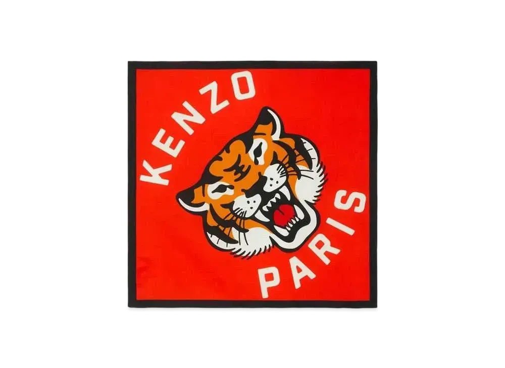 KENZO 'STAMP' Cotton Bandana "Medium Red"
