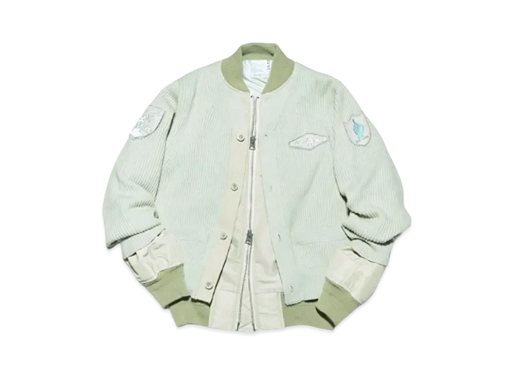 sacai x Gonz Multi Patch Nylon Twill x Knit Cardigan "Light Green"