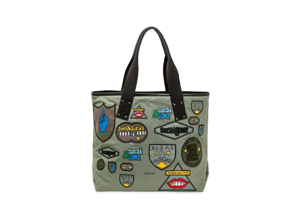 sacai x Gonz Multi Patch Tote Large "Khaki"