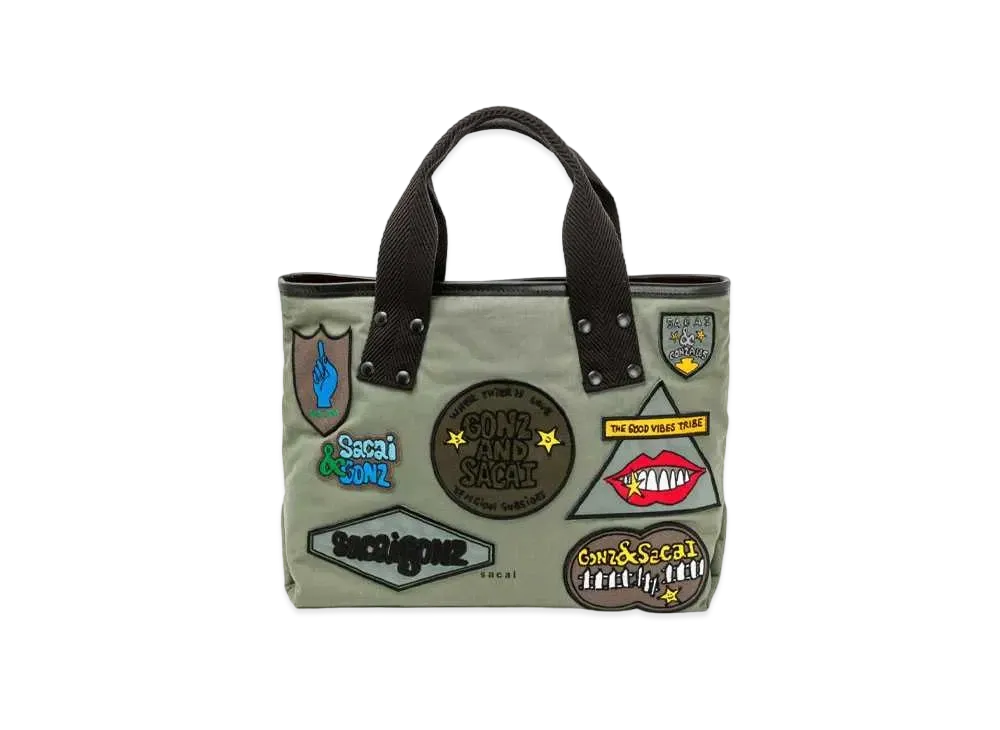 sacai x Gonz Multi Patch Tote Medium "Khaki"