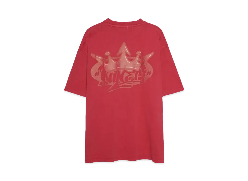 9090 King Logo Wash Tee "WASH RED"