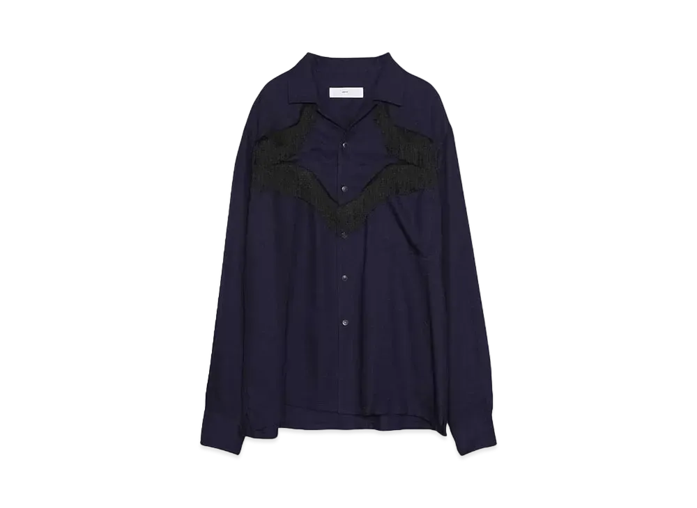 TOGA VIRILIS Viyella fringe shirt "NAVY"