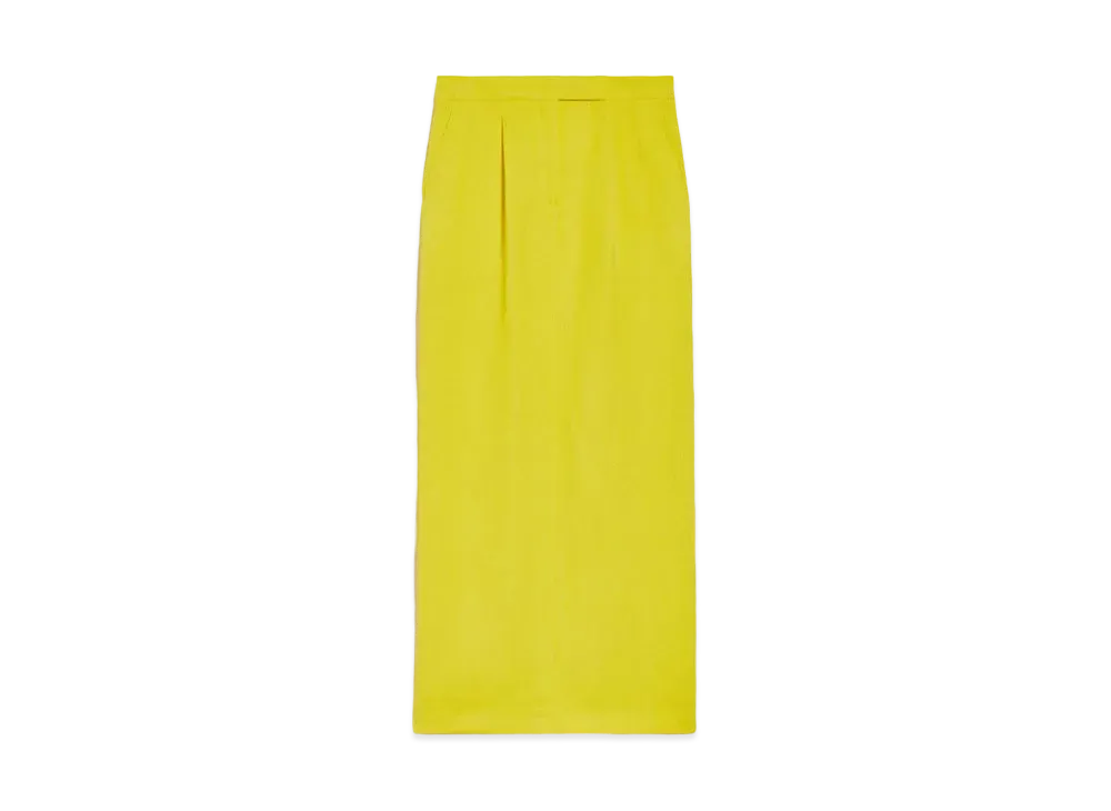 Max Mara Nella Viscose Linen Long Skirt "Yellow"