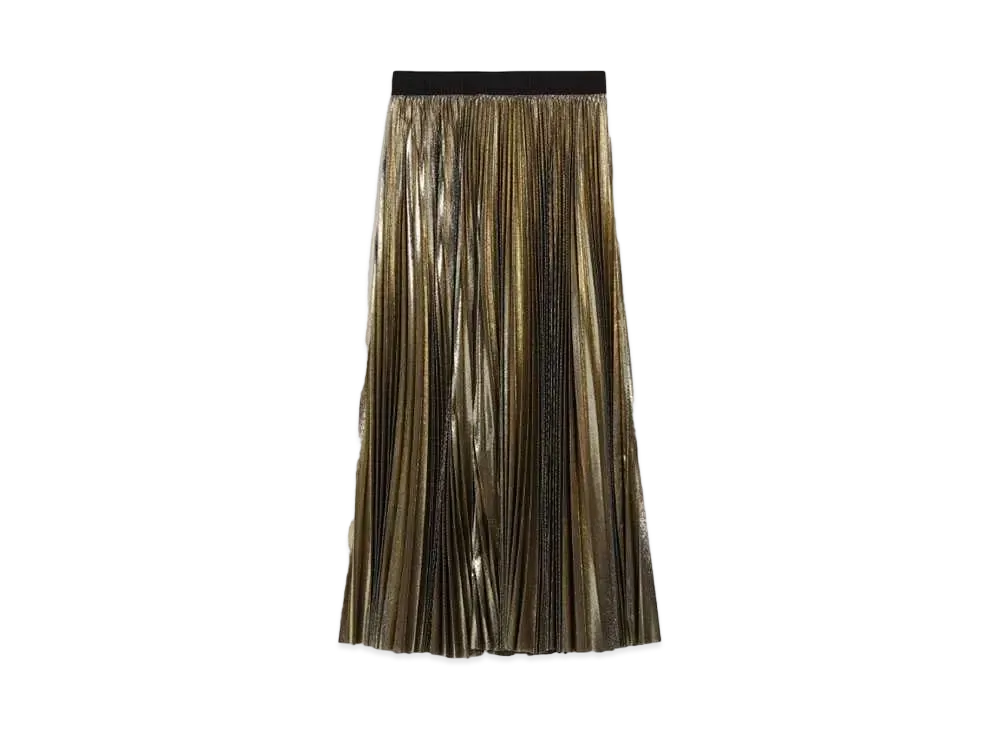 Max Mara Nura Pleated Georgette Skirt "Gold"