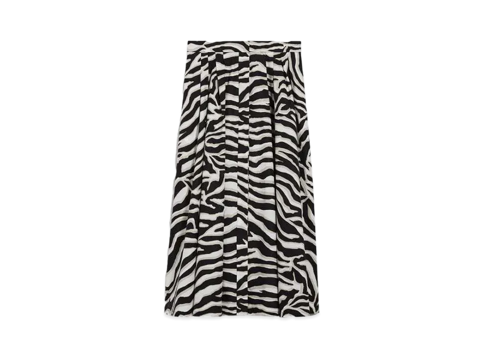 Max Mara Nichols Cotton Print Pleated Skirt "White/Black"
