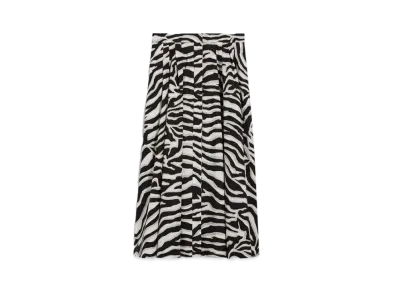 Max Mara Nichols Cotton Print Pleated Skirt "White/Black"