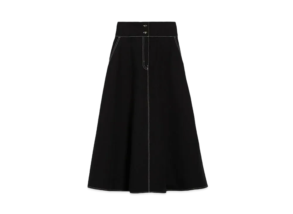 Max Mara Yamato Cotton Linen Flared Skirt "Black"