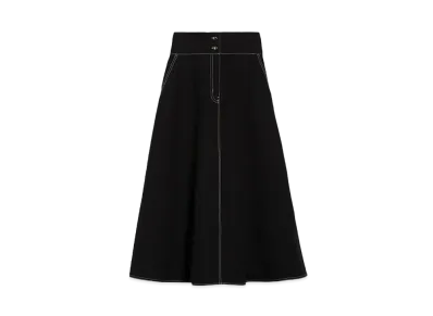 Max Mara Yamato Cotton Linen Flared Skirt "Black"