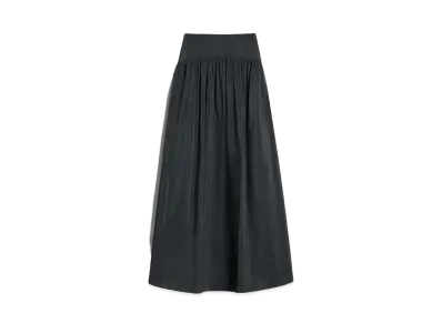 Max Mara Nava Technical Silk Taffeta Maxi Skirt "Dark Gray"