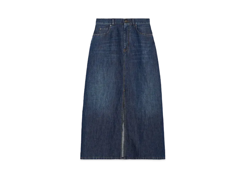 Max Mara Gelada Cotton Denim Linen Skirt "Navy"