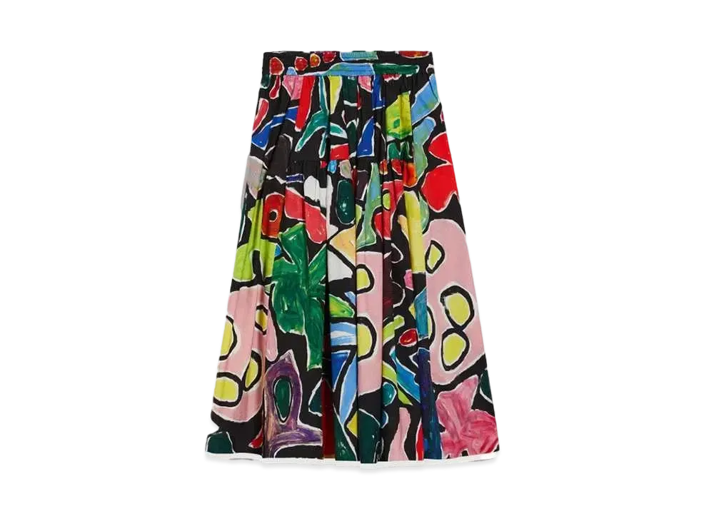 Max Mara Ossido Cotton Poplin Print Skirt "Multicolor"