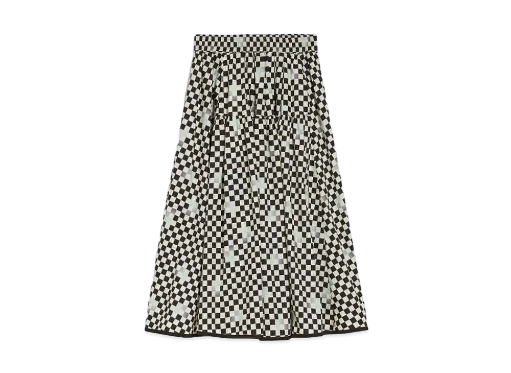 Max Mara Ossido Cotton Poplin Print Skirt "Black"