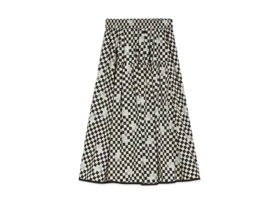 Max Mara Ossido Cotton Poplin Print Skirt "Black"