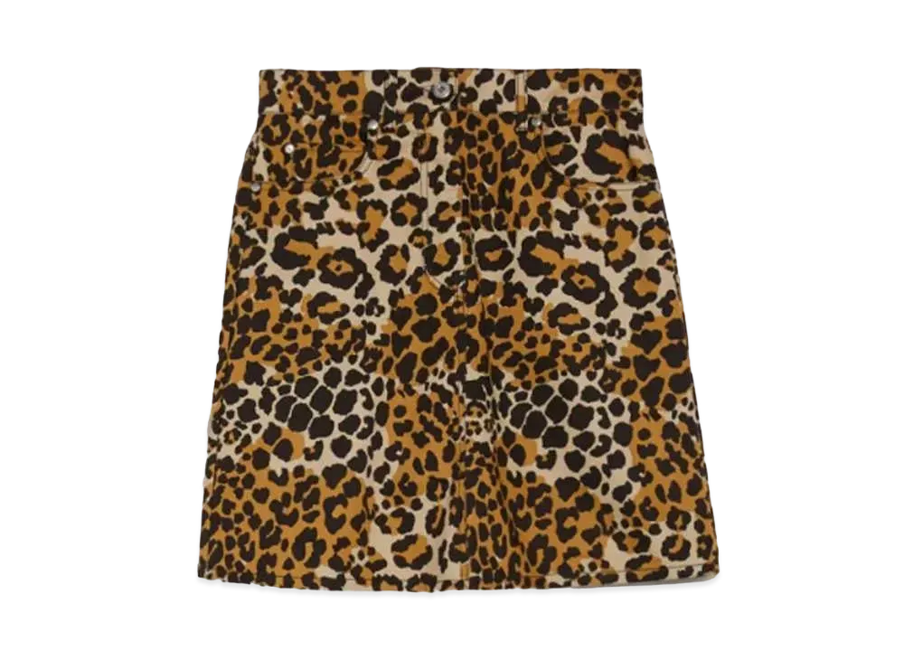 Max Mara Nadir Cotton Drill Print Skirt "Beige"
